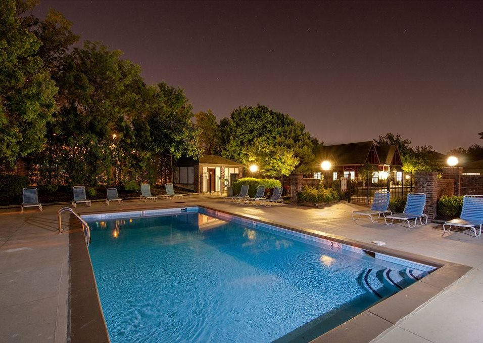 Swimming Pool at dawn in Corinth Communities, Prairie Village, Kansas.