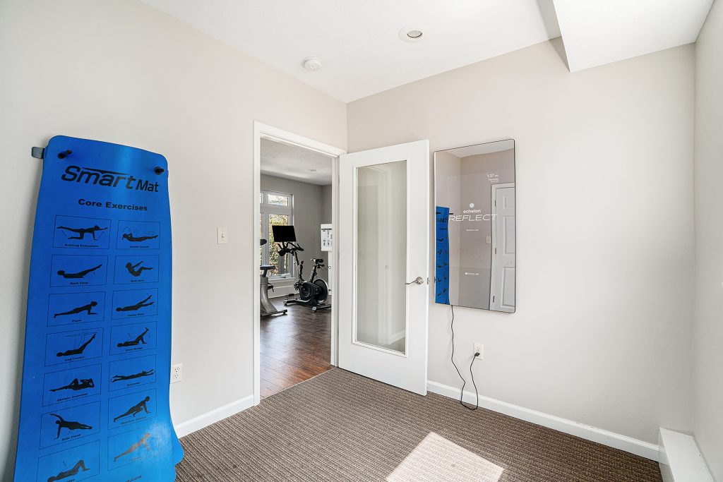 A shared amenity gym at Corinth Communities in Prairie Village Kansas.